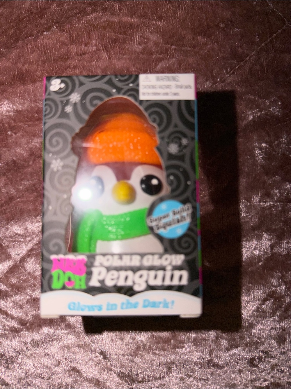 Polar Glow Penguin Plush with Green Scarf & Orange Hat